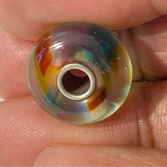 Trollbeads Green Rainbow Glass and Sterling Bead Retired 2012 - Picture 3 of 9